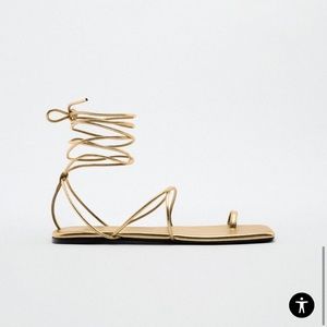 Zara gold lace up sandal